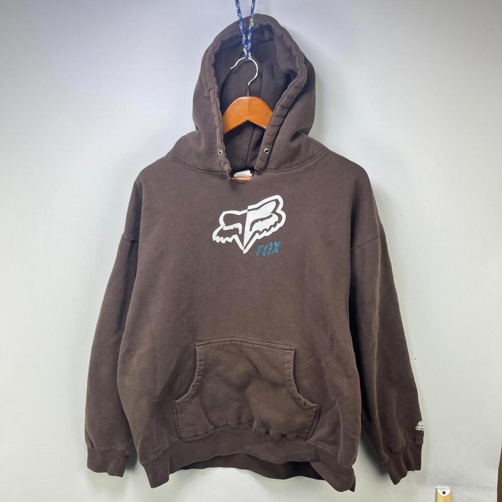 Vintage 90s Fox Racing Hoodie Brown XL